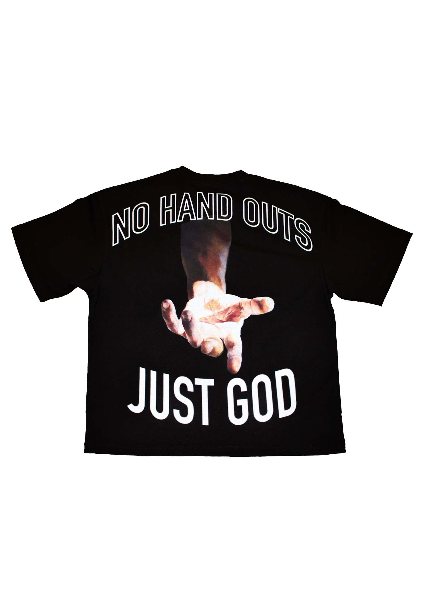 “NO HAND OUTS” Black Tee
